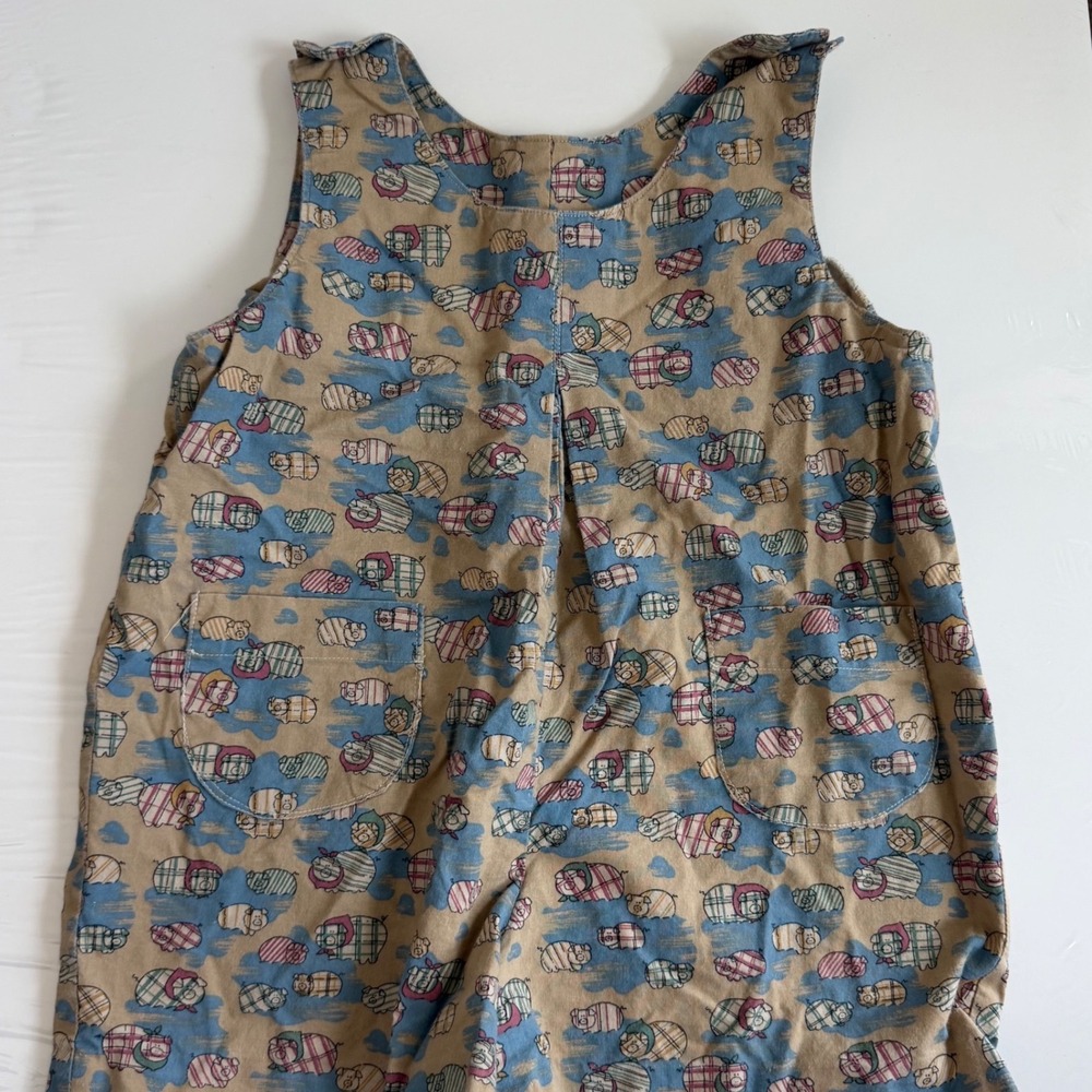 Vintage Handmade Baby Pig Print Romper